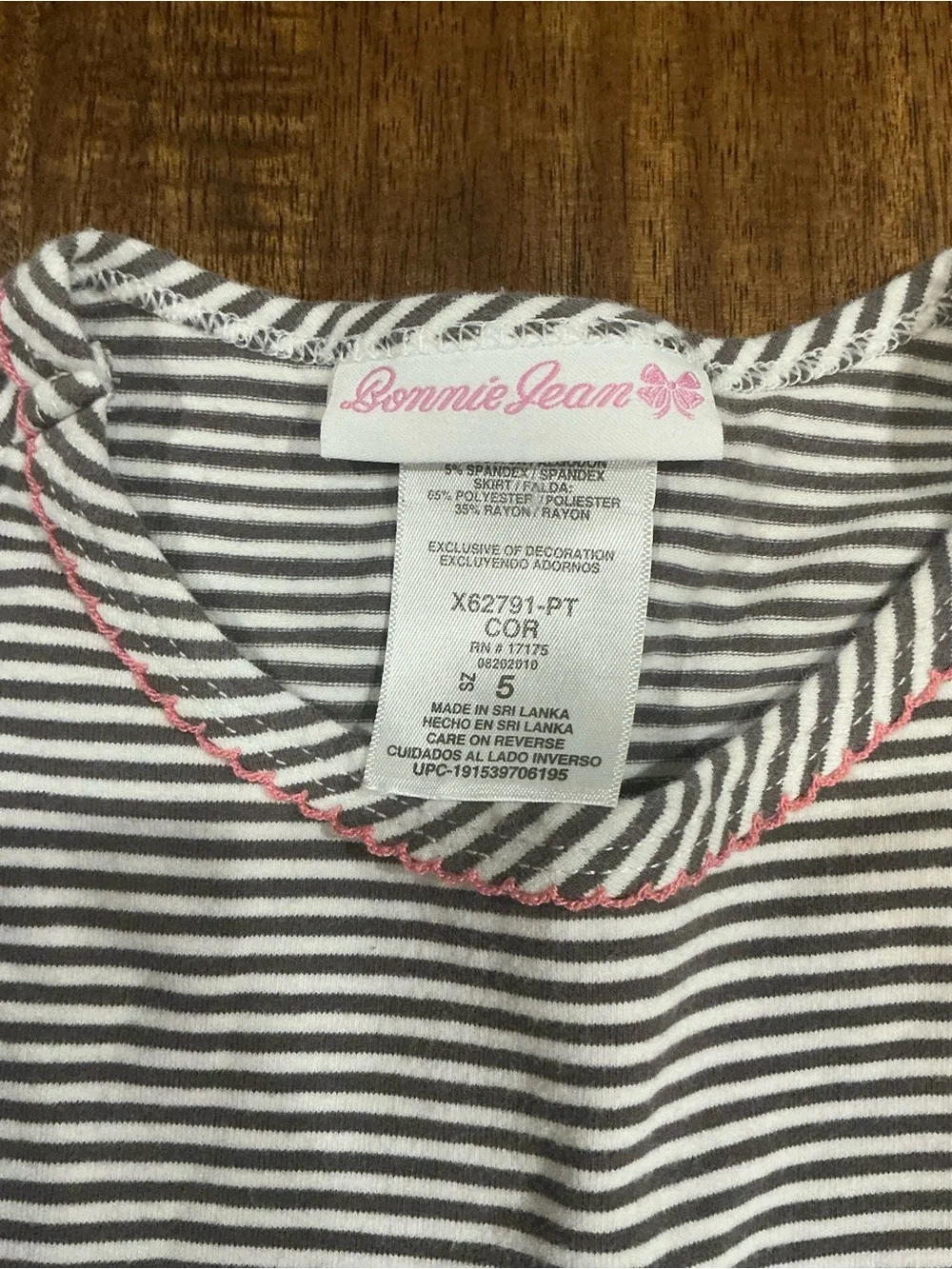 Bonnie Jean Size 5 Pink Plaid & Stripe Long-Sleeve Tunic
